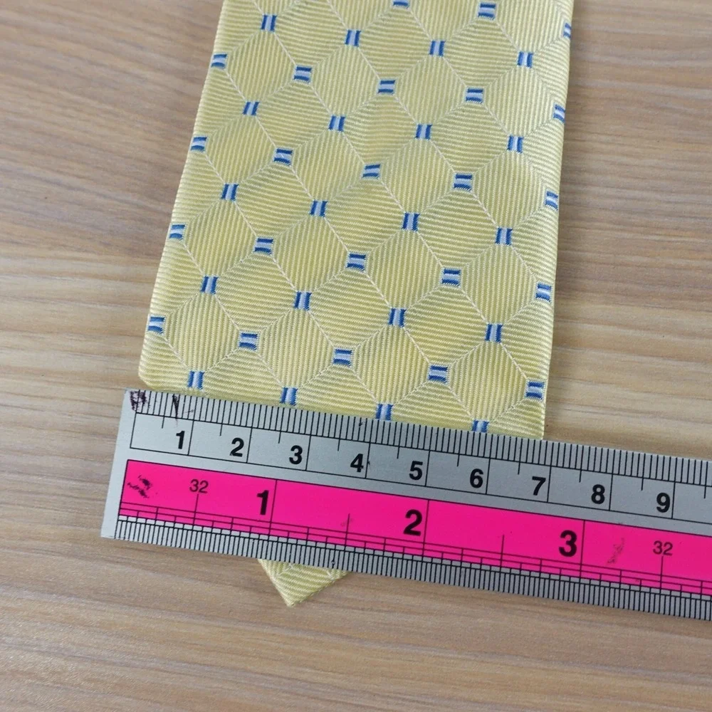 Yellow Geometric Diamond Neck Tie Boy Tuxedo Wedding Party Preppy Clip On GEORGE
